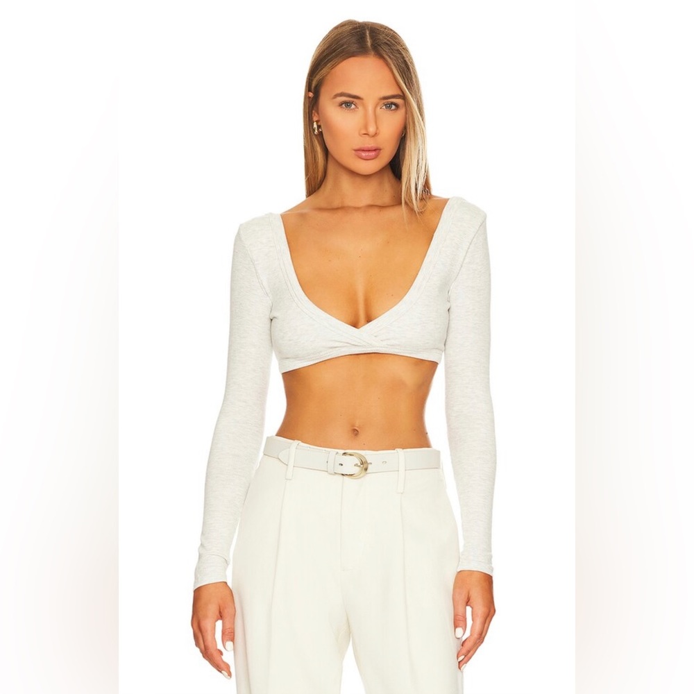 The Line by K Hinata Bra top in Light Heather Grey
